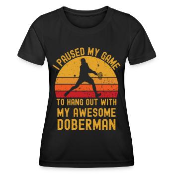 Tennis und Dobermann - Frauen Funktions-T-Shirt - Schwarz - Vorne - AI Model Female 172 light (172cm)