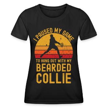 Tennis et Bearded Collie - T-shirt sport Femme - noir - Devant - AI Model Female 172 light (172cm)