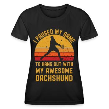 Tennis et teckel - T-shirt sport Femme - noir - Devant - AI Model Female 172 light (172cm)