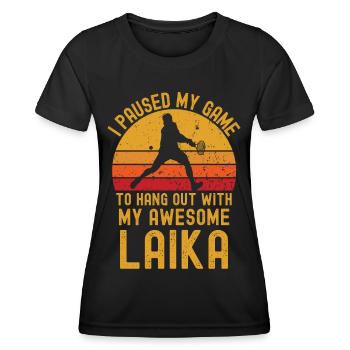 Tennis und Laika - Frauen Funktions-T-Shirt - Schwarz - Vorne - AI Model Female 172 light (172cm)