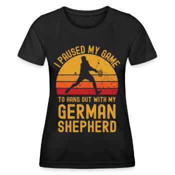 Tennis and German Shepherd - Women's Functional T-Shirt - black - Front - AI Model Female 172 light (172cm)