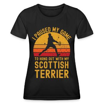 Tennis and Scottish Terriers - Women's Functional T-Shirt - black - Front - AI Model Female 172 light (172cm)