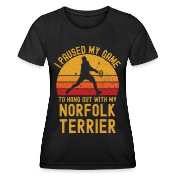 Tennis und Norfolk-Terrier - Frauen Funktions-T-Shirt - Schwarz - Vorne - AI Model Female 172 light (172cm)