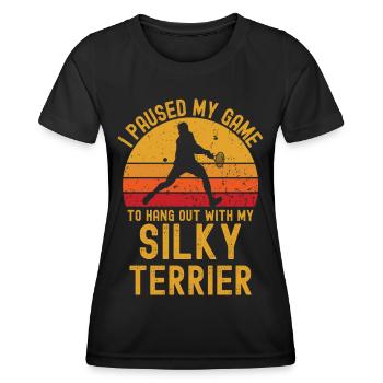 Tennis et Silky-Terrier - T-shirt sport Femme - noir - Devant - AI Model Female 172 light (172cm)