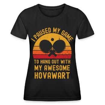 Table tennis and Hovawart - Women's Functional T-Shirt - black - Front - AI Model Female 172 light (172cm)