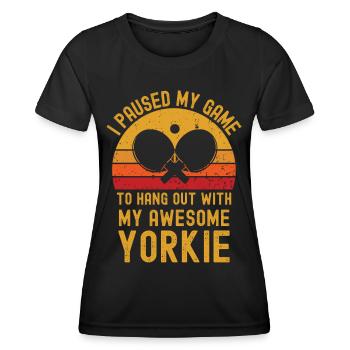Tischtennis und Yorkshire-Terrier - Frauen Funktions-T-Shirt - Schwarz - Vorne - AI Model Female 172 light (172cm)
