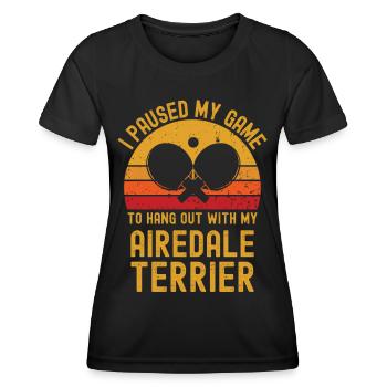 Tischtennis und Airedale-Terrier - Frauen Funktions-T-Shirt - Schwarz - Vorne - AI Model Female 172 light (172cm)