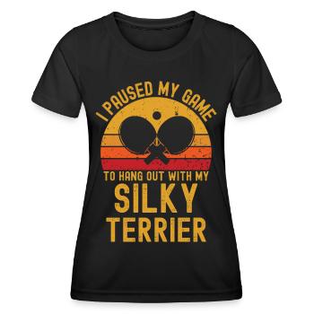 Tennis de table et Silky-Terrier - T-shirt sport Femme - noir - Devant - AI Model Female 172 light (172cm)