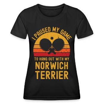 Tischtennis und Norwich-Terrier - Frauen Funktions-T-Shirt - Schwarz - Vorne - AI Model Female 172 light (172cm)