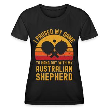 Tennis de table et berger australien - T-shirt sport Femme - noir - Devant - AI Model Female 172 light (172cm)