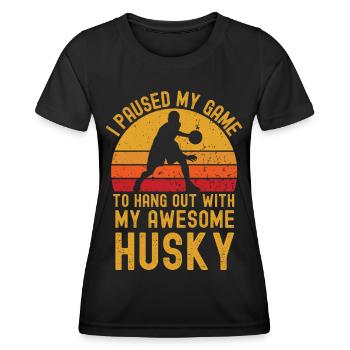 Basketball und Husky - Frauen Funktions-T-Shirt - Schwarz - Vorne - AI Model Female 172 light (172cm)