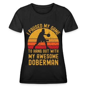 Basketball und Dobermann - Frauen Funktions-T-Shirt - Schwarz - Vorne - AI Model Female 172 light (172cm)