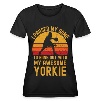 Basketball und Yorkshire-Terrier - Frauen Funktions-T-Shirt - Schwarz - Vorne - AI Model Female 172 light (172cm)