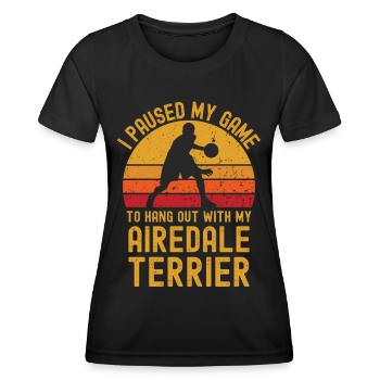 Basketball und Airedale-Terrier - Frauen Funktions-T-Shirt - Schwarz - Vorne - AI Model Female 172 light (172cm)