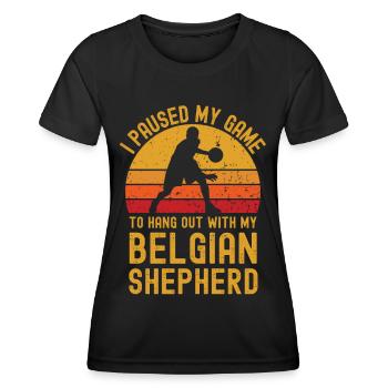Basketball et berger belge - T-shirt sport Femme - noir - Devant - AI Model Female 172 light (172cm)