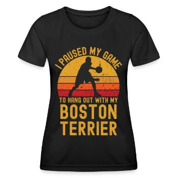 Basketball und Boston-Terrier - Frauen Funktions-T-Shirt - Schwarz - Vorne - AI Model Female 172 light (172cm)