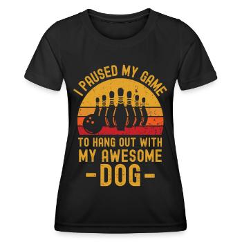 Bowling et chien - T-shirt sport Femme - noir - Devant - AI Model Female 172 light (172cm)