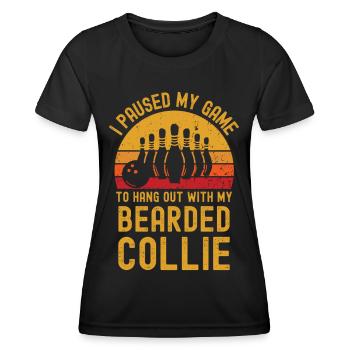 Bowling und Bearded-Collie - Frauen Funktions-T-Shirt - Schwarz - Vorne - AI Model Female 172 light (172cm)