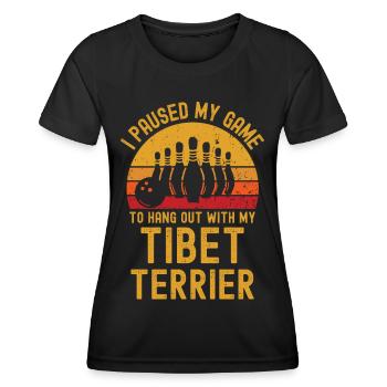Bowling und Tibet-Terrier - Frauen Funktions-T-Shirt - Schwarz - Vorne - AI Model Female 172 light (172cm)
