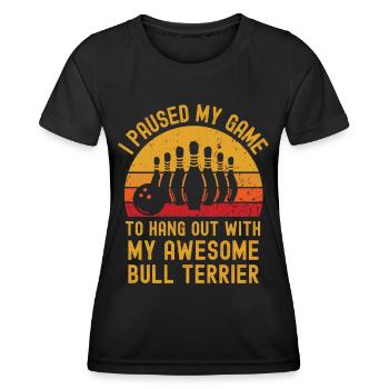 Bowling und Bullterrier - Frauen Funktions-T-Shirt - Schwarz - Vorne - AI Model Female 172 light (172cm)