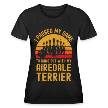 Bowling und Airedale-Terrier - Frauen Funktions-T-Shirt - Schwarz - Vorne - AI Model Female 172 light (172cm)