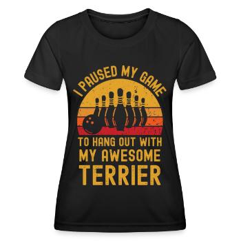 Bowling und Terrier - Frauen Funktions-T-Shirt - Schwarz - Vorne - AI Model Female 172 light (172cm)