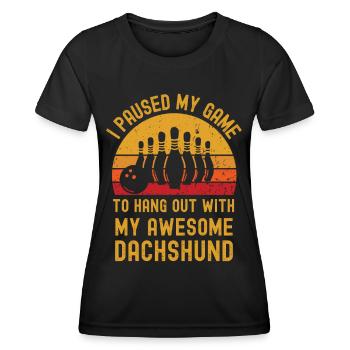 Bowling und Dackel - Frauen Funktions-T-Shirt - Schwarz - Vorne - AI Model Female 172 light (172cm)
