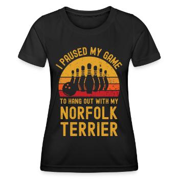 Bowling und Norfolk-Terrier - Frauen Funktions-T-Shirt - Schwarz - Vorne - AI Model Female 172 light (172cm)