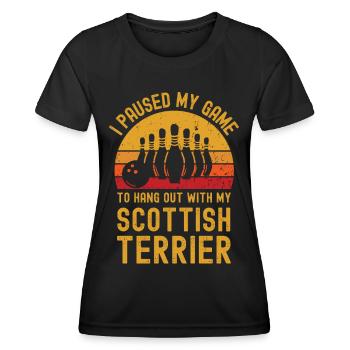 Bowling and Scottish-Terrier - Women's Functional T-Shirt - black - Front - AI Model Female 172 light (172cm)