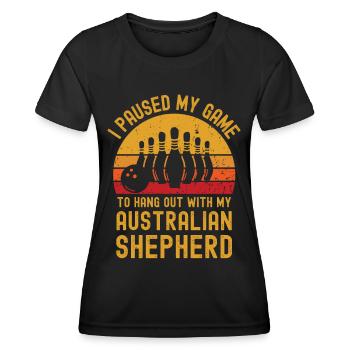 Bowling and Australian Shepherd - Women's Functional T-Shirt - black - Front - AI Model Female 172 light (172cm)