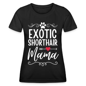 Exotische Kurzhaarkatze Mama - Frauen Funktions-T-Shirt - Schwarz - Vorne - AI Model Female 172 light (172cm)