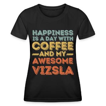 Vizsla Kaffee Hund Cafe - Frauen Funktions-T-Shirt - Schwarz - Vorne - AI Model Female 172 light (172cm)