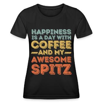 Spitz Kaffee Hund Cafe - Frauen Funktions-T-Shirt - Schwarz - Vorne - AI Model Female 172 light (172cm)