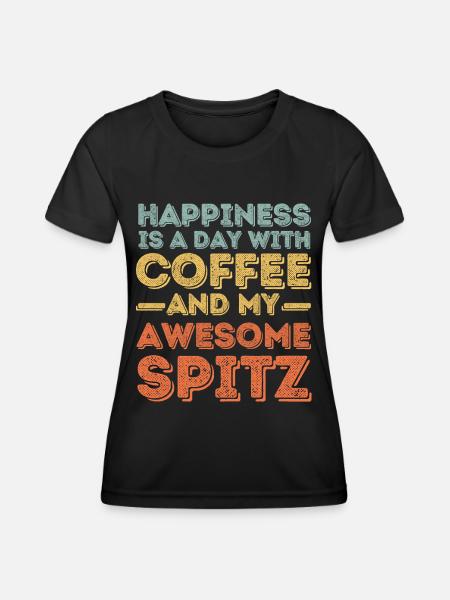 Spitz Kaffee Hund Cafe - Frauen Funktions-T-Shirt - Schwarz