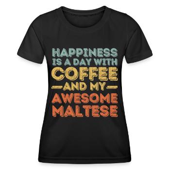 Café maltais pour chiens - T-shirt sport Femme - noir - Devant - AI Model Female 172 light (172cm)