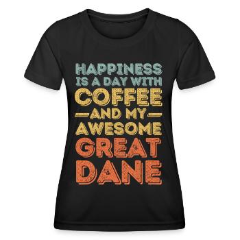 Deutsche-Dogge Kaffee Hund Cafe - Frauen Funktions-T-Shirt - Schwarz - Vorne - AI Model Female 172 light (172cm)