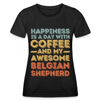 Belgian Shepherd Coffee Dog Cafe - T-shirt sport Femme - noir - Devant - AI Model Female 172 light (172cm)