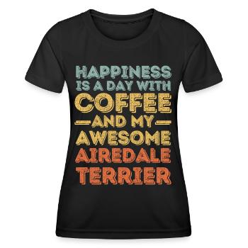 Airedale-Terrier Kaffee Hund Cafe - Frauen Funktions-T-Shirt - Schwarz - Vorne - AI Model Female 172 light (172cm)