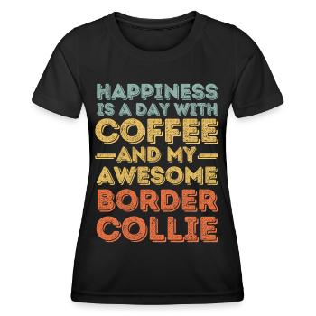 Border-Collie Café Dog Café - T-shirt sport Femme - noir - Devant - AI Model Female 172 light (172cm)