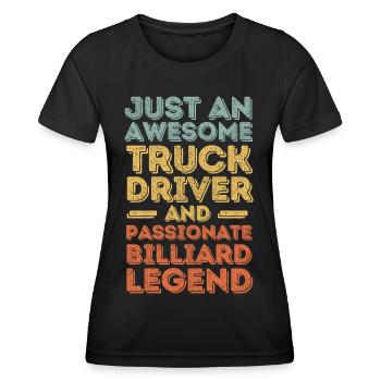 LKW-Fahrer Billard retro - Frauen Funktions-T-Shirt - Schwarz - Vorne - AI Model Female 172 light (172cm)