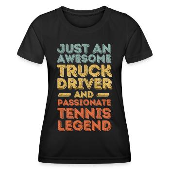 Truck driver Tennis retro - Women's Functional T-Shirt - black - Front - AI Model Female 172 light (172cm)