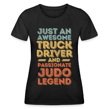 Truck driver Judo retro - Women's Functional T-Shirt - black - Front - AI Model Female 172 light (172cm)