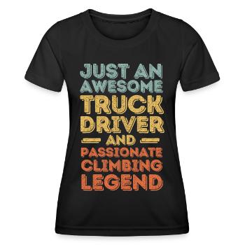 Truck driver climbing retro - Women's Functional T-Shirt - black - Front - AI Model Female 172 light (172cm)
