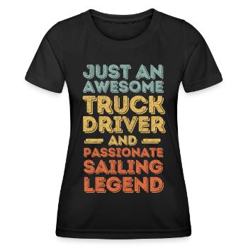Truck driver sailing retro - Women's Functional T-Shirt - black - Front - AI Model Female 172 light (172cm)