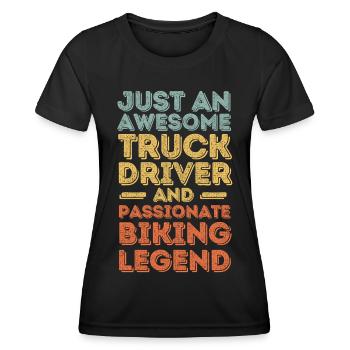 Truck driver cycling retro - Women's Functional T-Shirt - black - Front - AI Model Female 172 light (172cm)