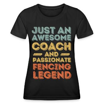 Trainer Fechten retro - Frauen Funktions-T-Shirt - Schwarz - Vorne - AI Model Female 172 light (172cm)