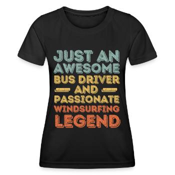 Busfahrer Windsurfen retro - Frauen Funktions-T-Shirt - Schwarz - Vorne - AI Model Female 172 light (172cm)