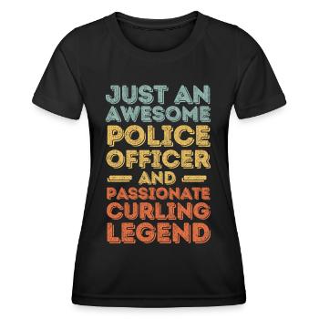 Policeman Curling retro - Women's Functional T-Shirt - black - Front - AI Model Female 172 light (172cm)