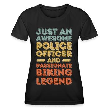 Polizist Radfahren retro - Frauen Funktions-T-Shirt - Schwarz - Vorne - AI Model Female 172 light (172cm)