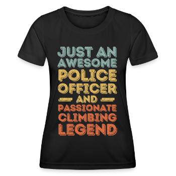 Polizist Klettern retro - Frauen Funktions-T-Shirt - Schwarz - Vorne - AI Model Female 172 light (172cm)